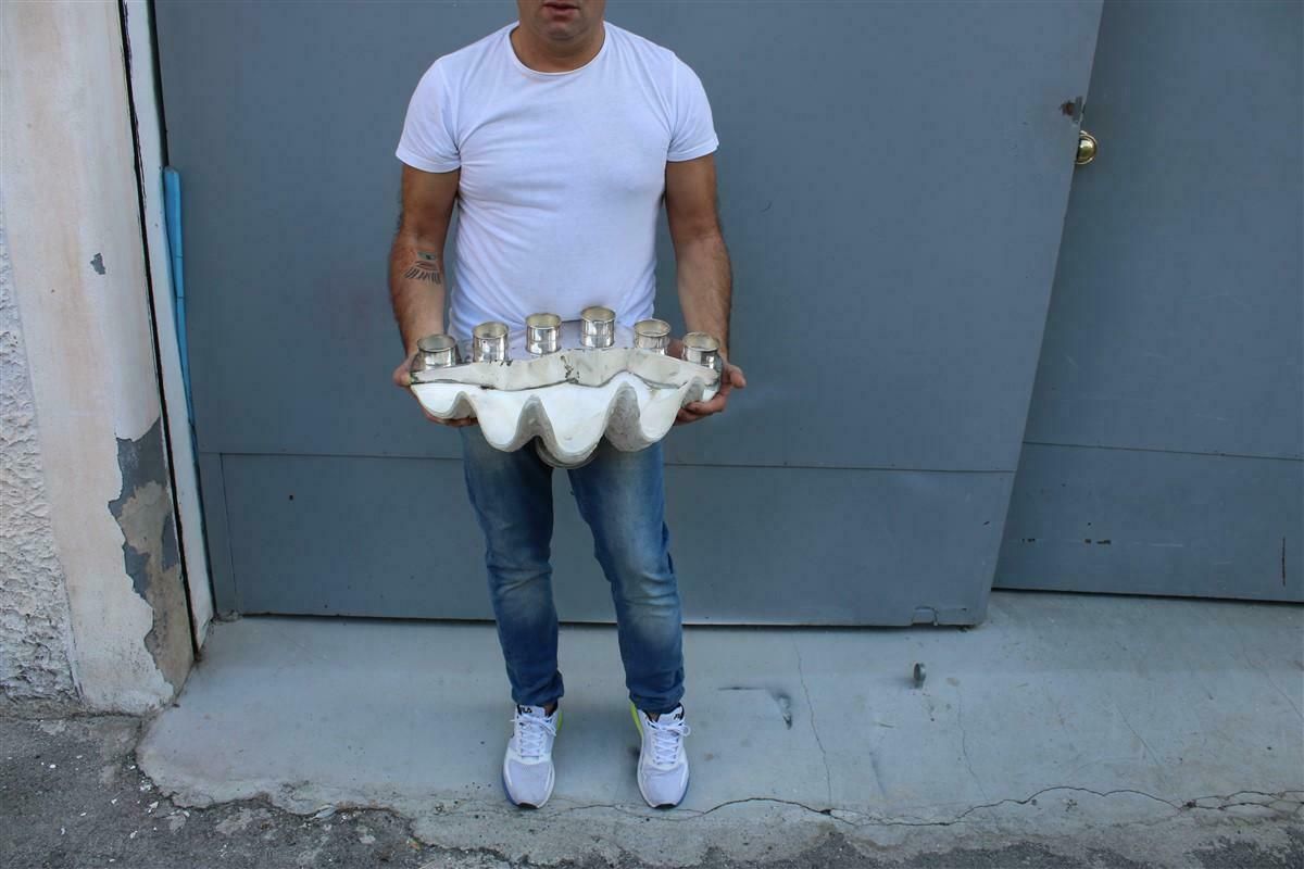 Tridacna Shell With Champagne Glasses Oysters Gabriella Binazzi 1970 photo vintage