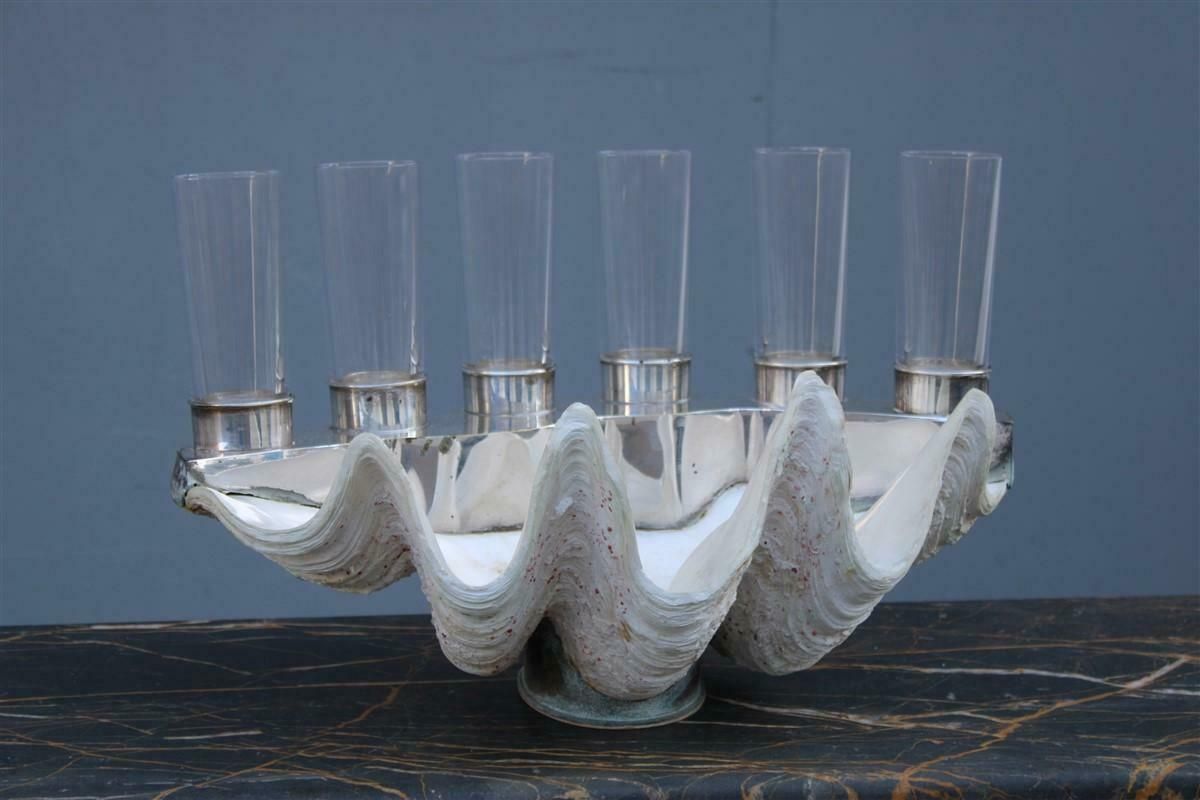 photo furniture Tridacna Shell With Champagne Glasses Oysters Gabriella Binazzi 1970