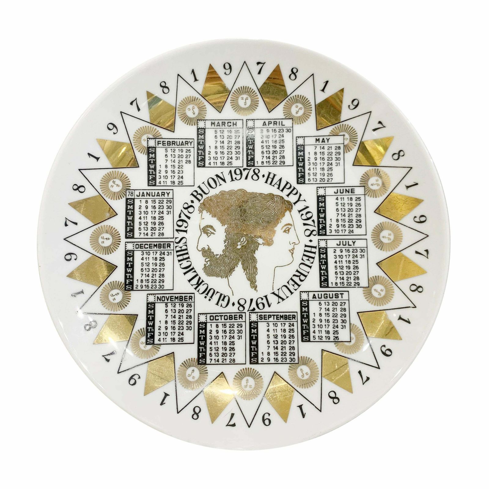 Piero Fornasetti Calendar Porcelain Plate For The Year 1978