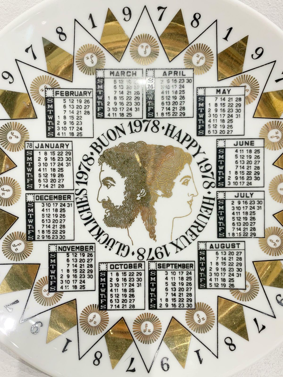 Piero Fornasetti Calendar Porcelain Plate For The Year 1978 photo Home Decor