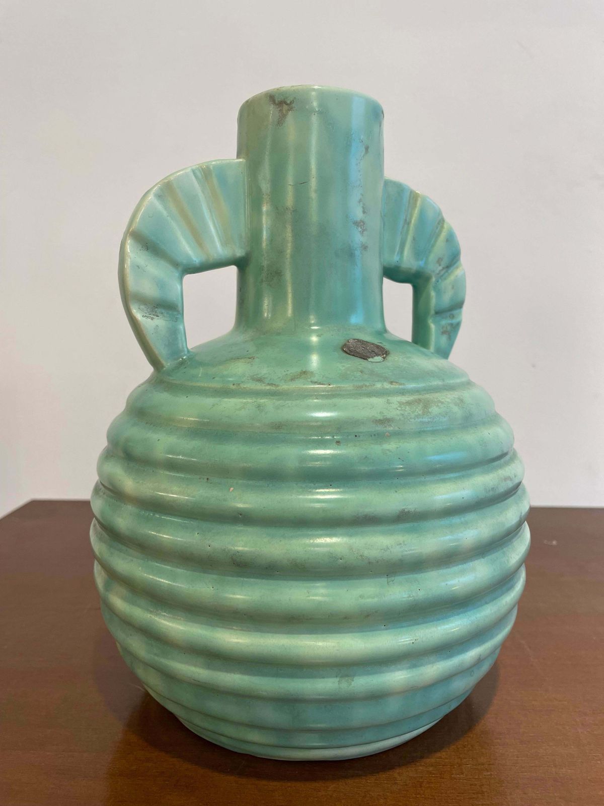 Bleu Ceramic Vase By Boch, 1920s photo vintage