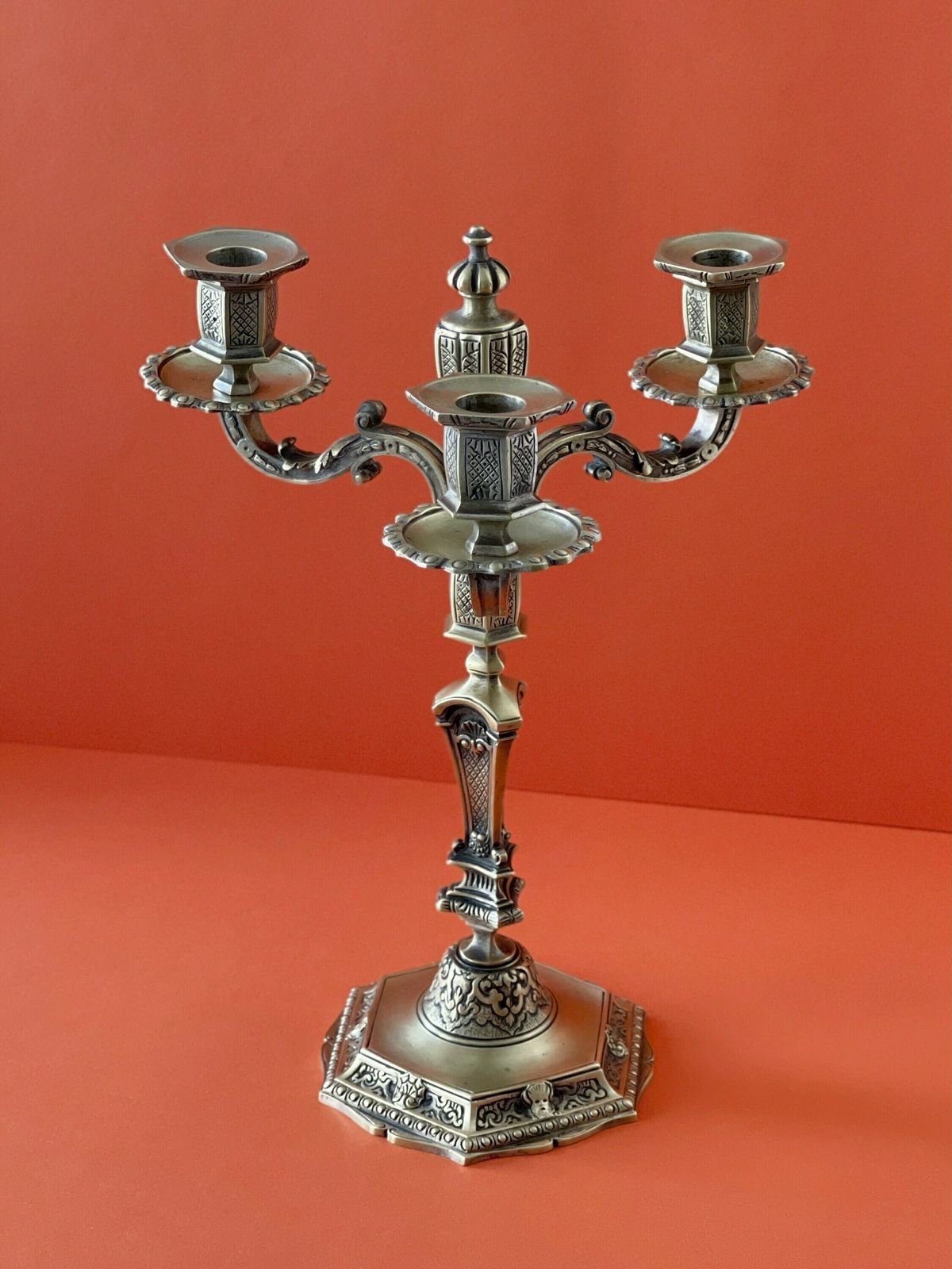 French Vintage Bronze Candlestick Candelabra. Three To One Candle Holder. Mother's Day Gift
