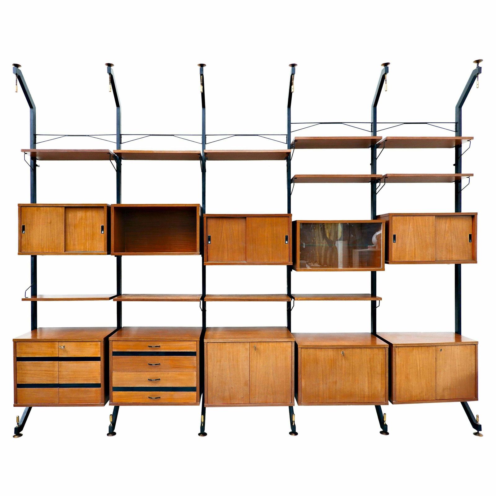 Mid Century Modern Italian Teak Wall Unit By Ico Parisi, 1960s