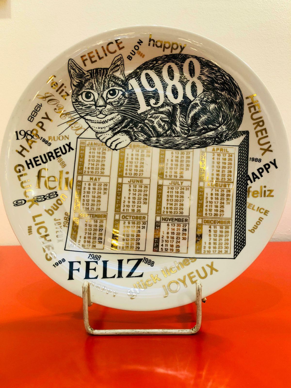 Piero Fornasetti Calendar Porcelain Plate For The Year 1988 photo furniture