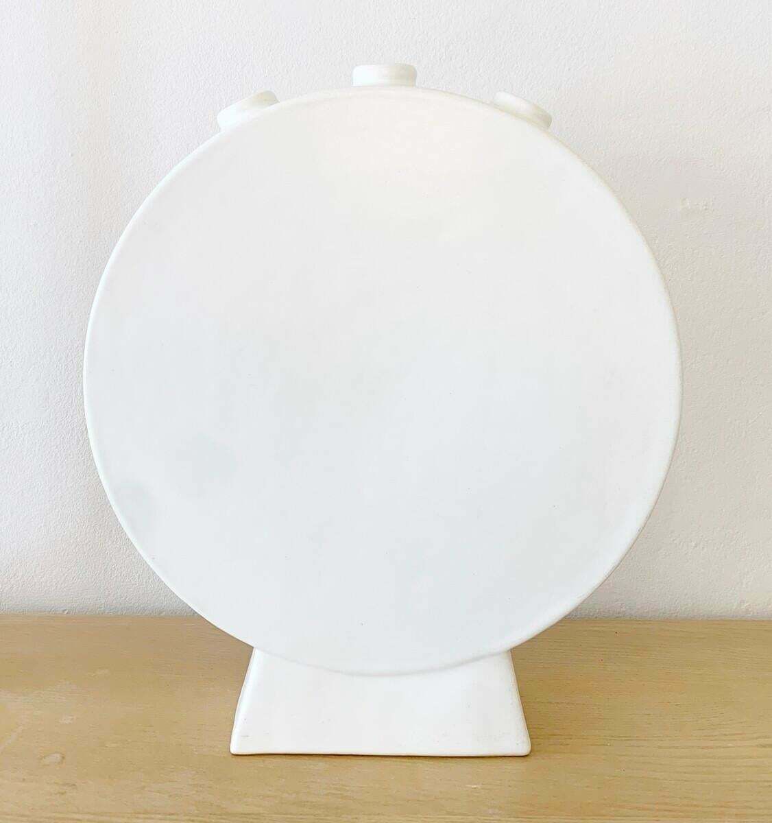White Ceramic Tulip Vase By Pol Chambost, France, 1940s photo vintage