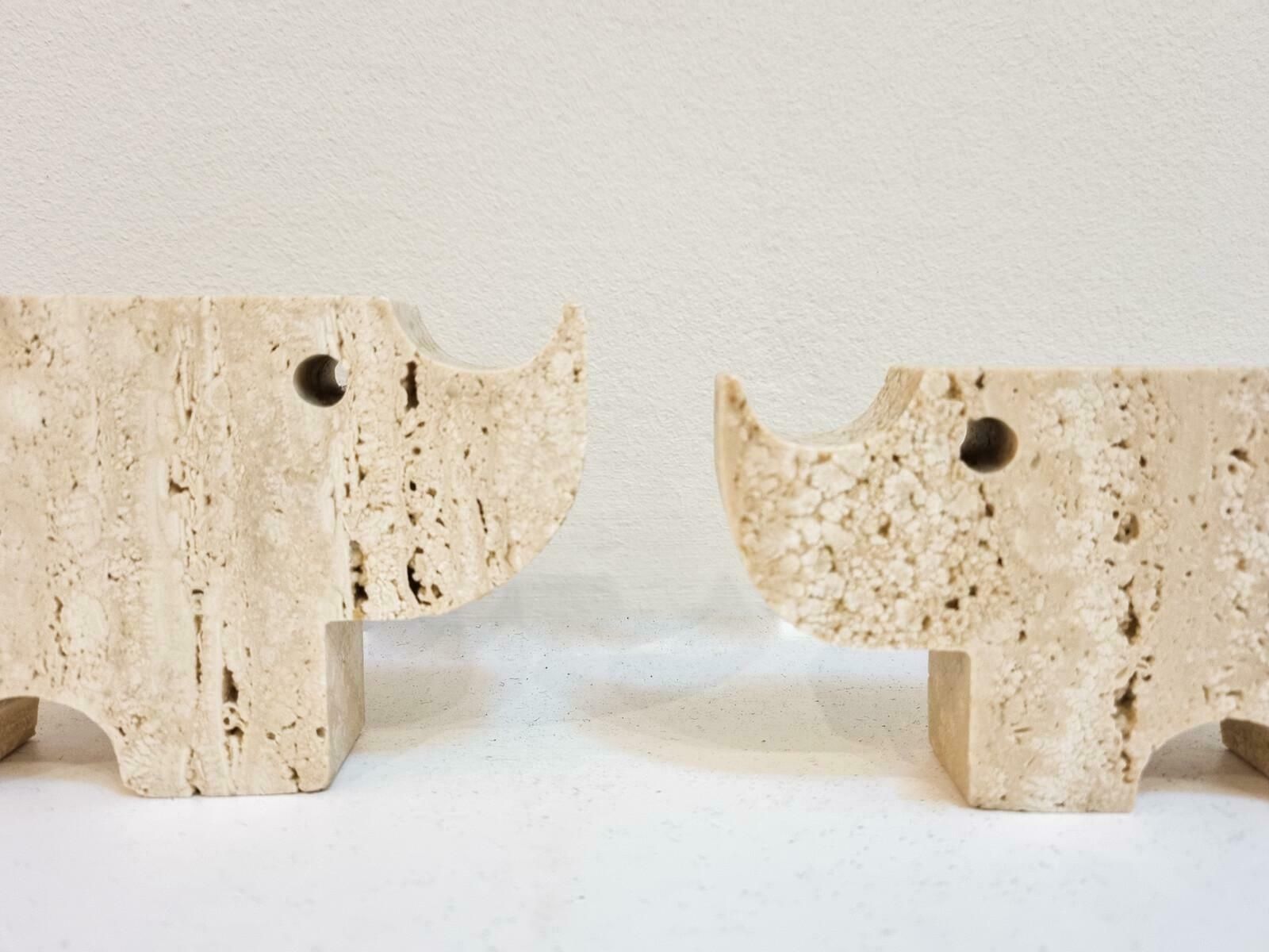 Italian Brutalist Travertine Rhinoceros Sculptures By Fratelli Mannelli, Italy, photo 956.0