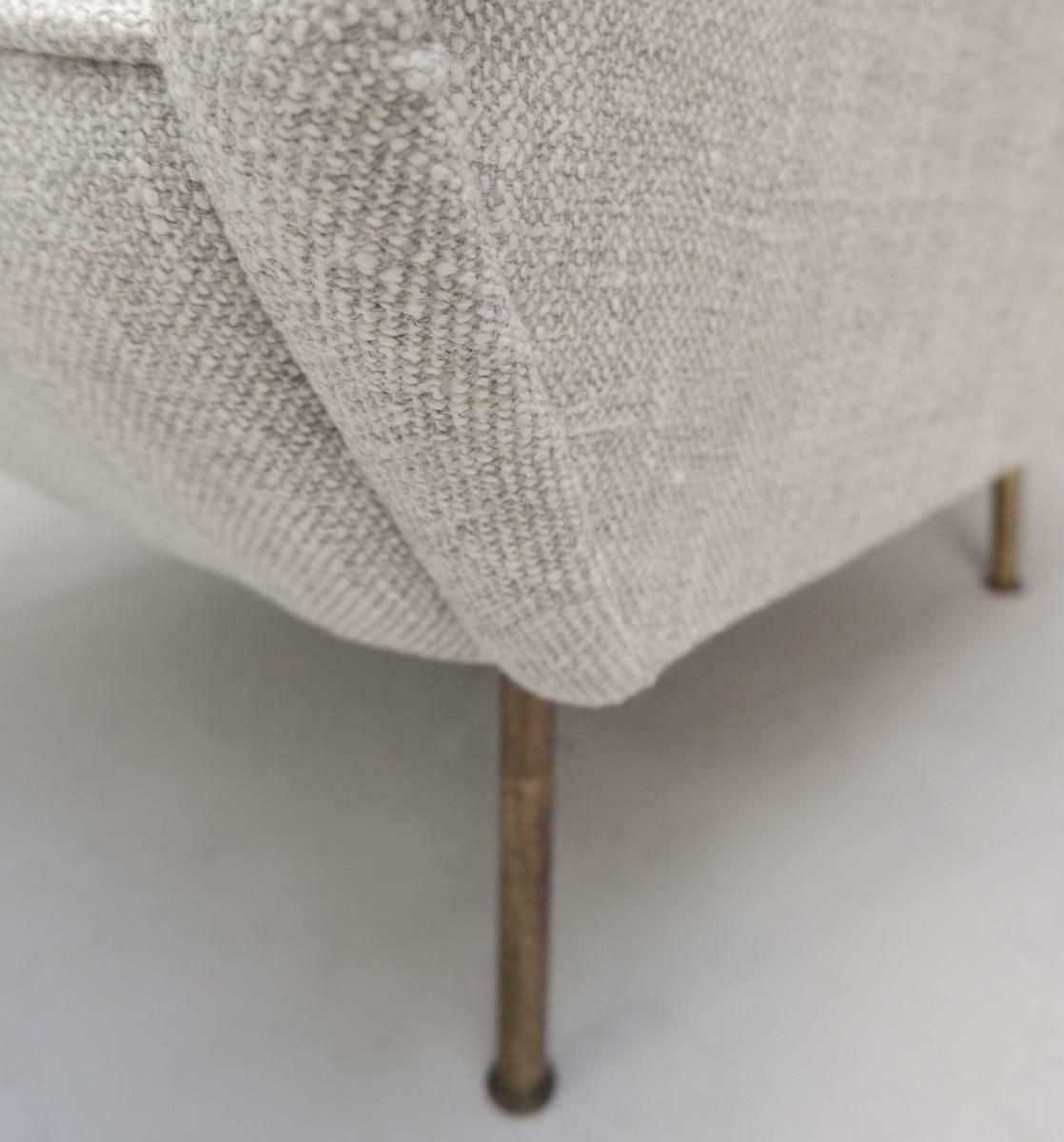 Gio Ponti Rare Model 803 Version With Brass Feet Armchairs, New Light Grey Marl photo for sale