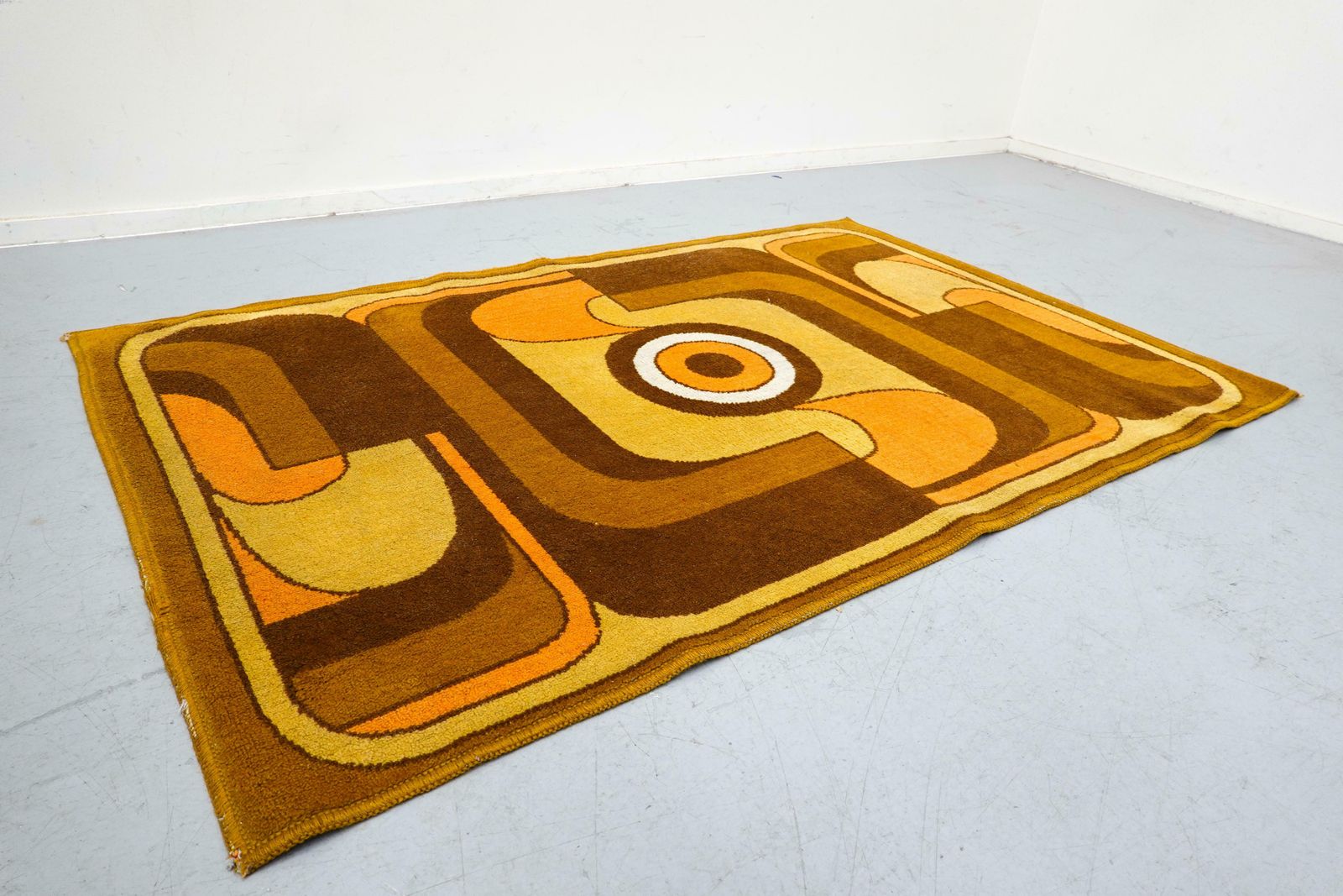 Abstract Orange, Yellow And Brown Wool Carpet, 1970s photo 1964.0