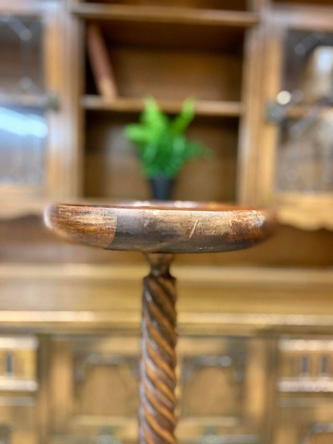 Vintage Large Turned Wood Column Plant Holder / / Solid Wood Column / Barley Twist Detail / Free Delivery photo Home Decor