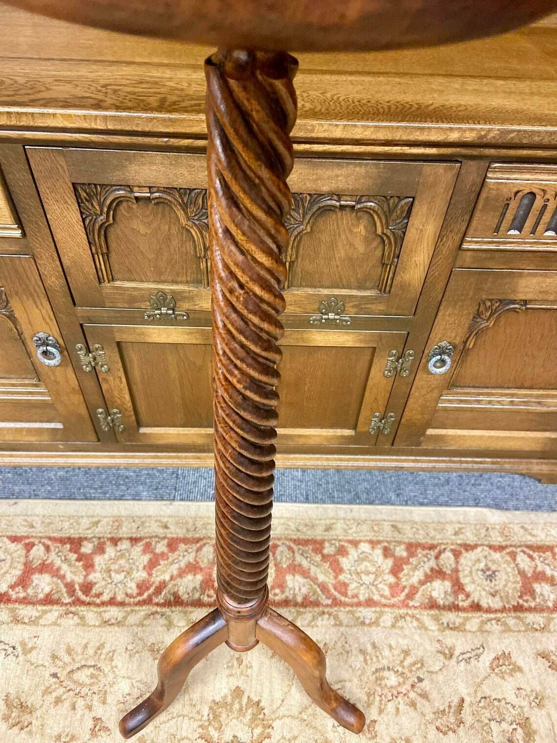Vintage Large Turned Wood Column Plant Holder / / Solid Wood Column / Barley Twist Detail / Free Delivery photo vintage