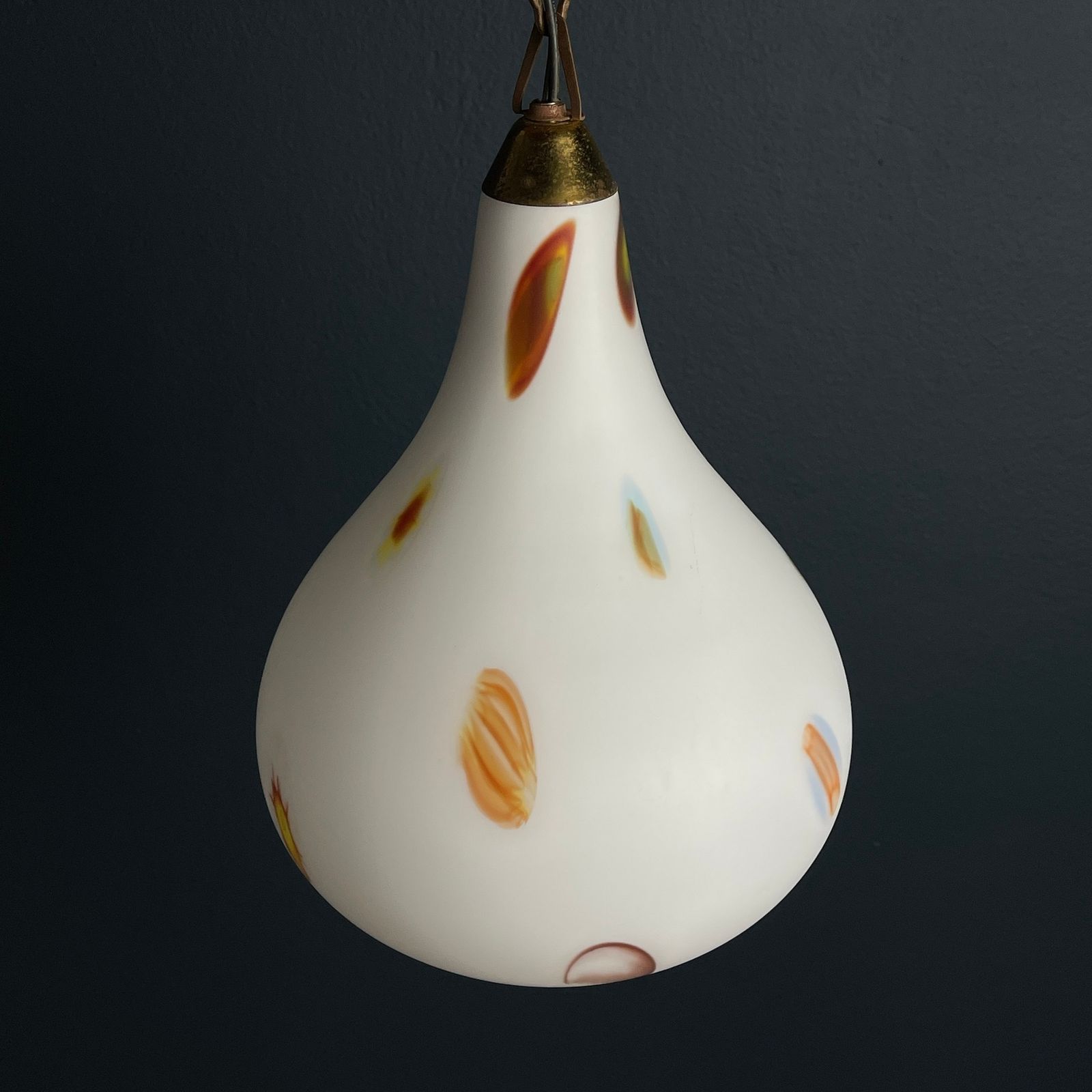 Mid Century Multicolor Opaline Murano Glass Pendant Lamp By Stilnovo Italy 1950s photo vintage