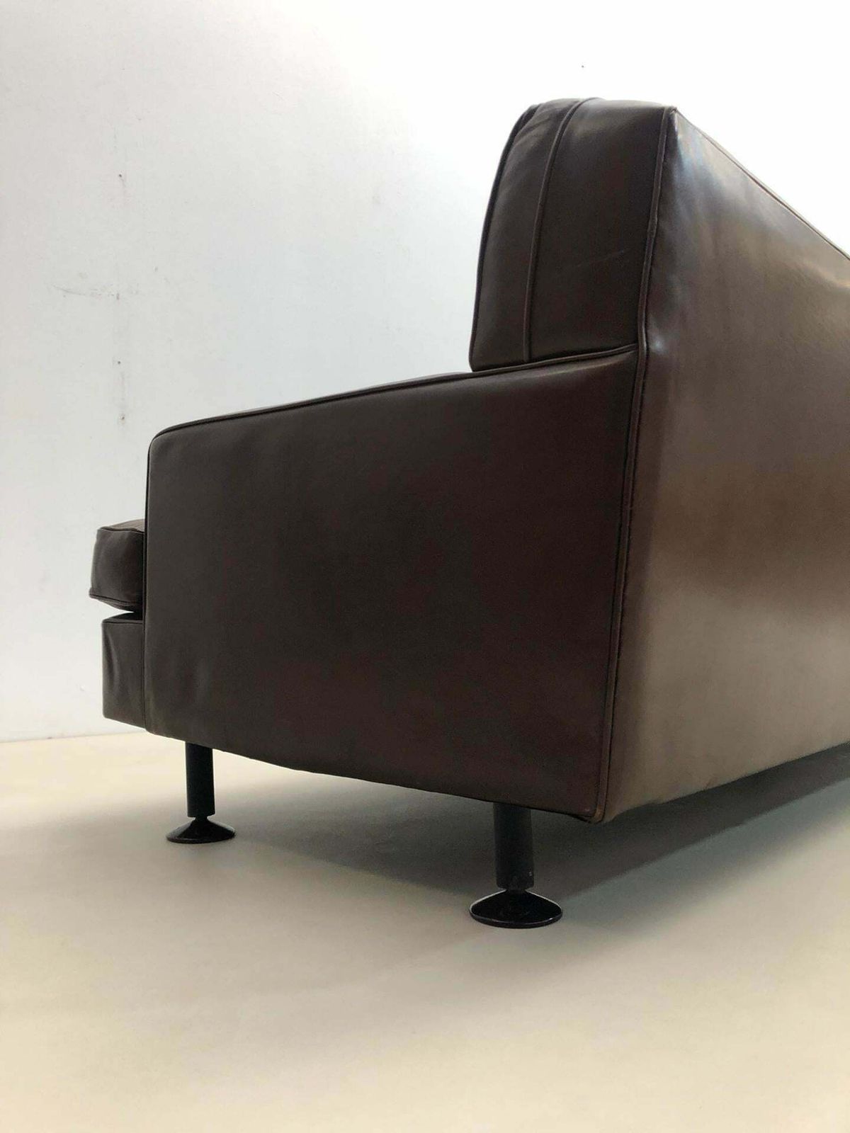 Mid Century Brown Leather Square Sofa By Marco Zanuso For Arflex, 1960s photo Furniture