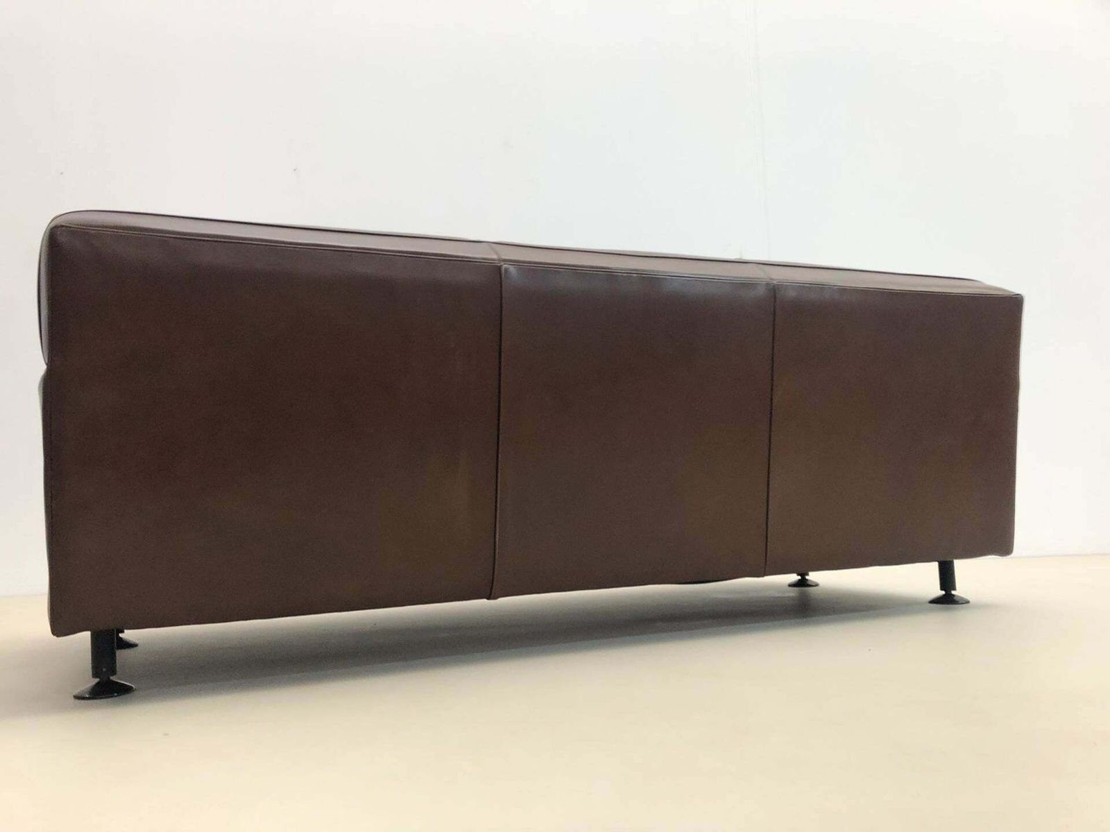 photo for sale Mid Century Brown Leather Square Sofa By Marco Zanuso For Arflex, 1960s