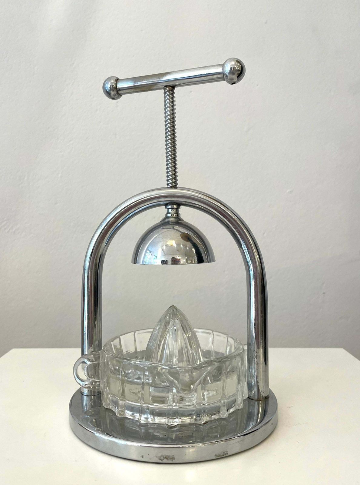 Metal And Glass Modernist Citrus Squeezer By Jacques Adnet, France, 1930s photo buy