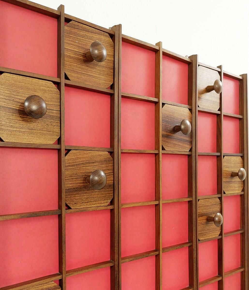 Red Italian Wooden Coat Rack, 1960s photo furniture
