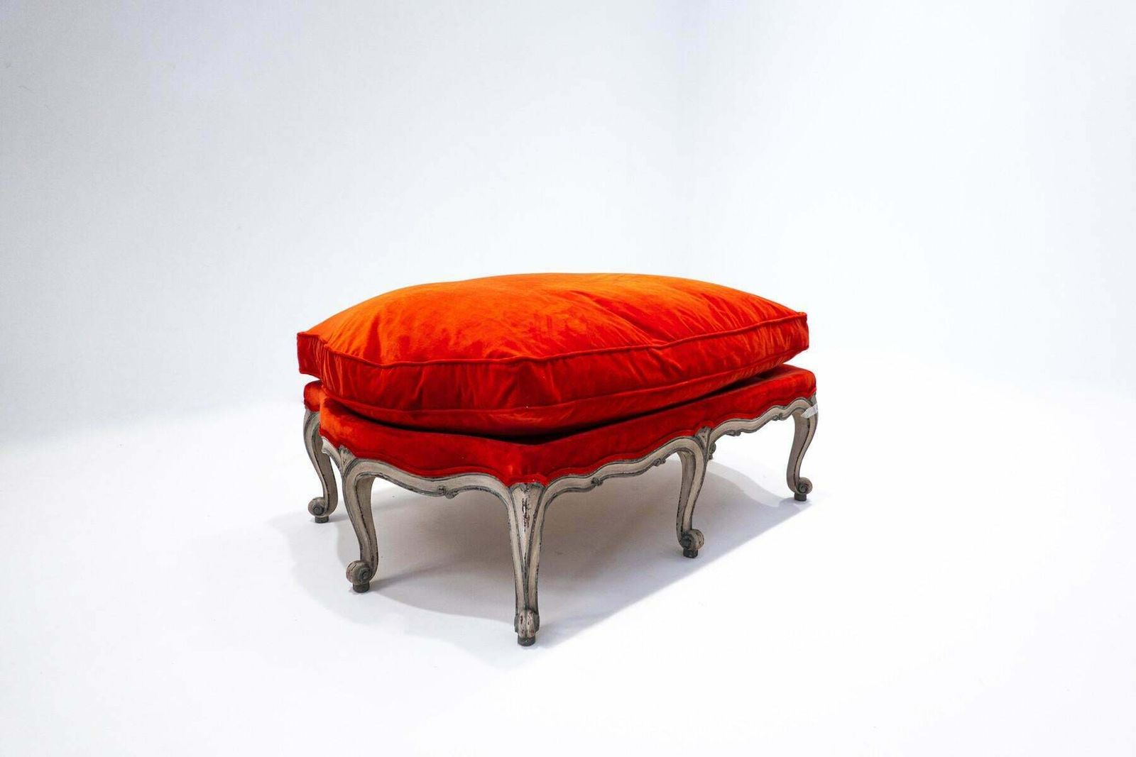 Louis XV Style Bench, Red Velvet, Belgium photo furniture