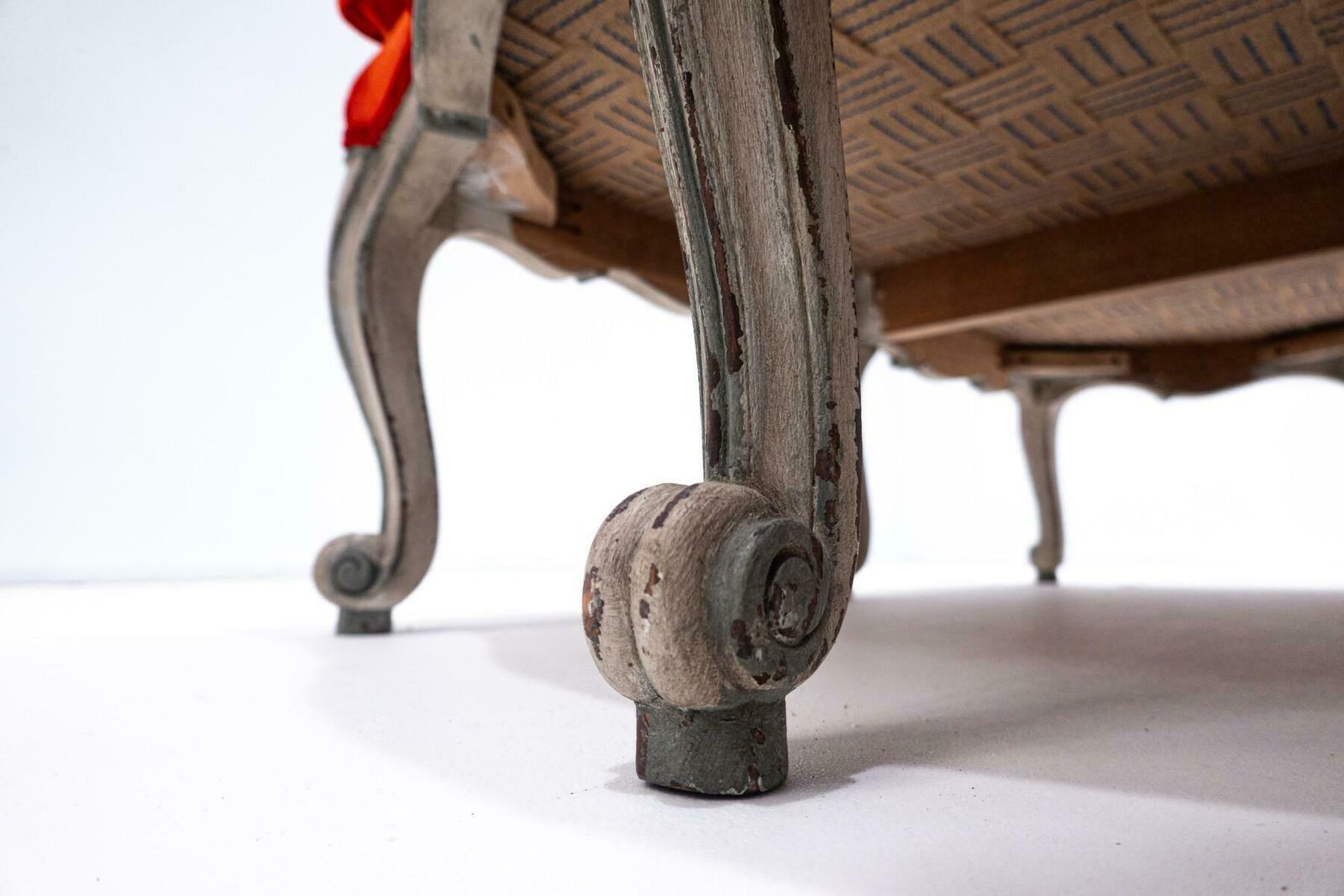 Louis XV Style Bench, Red Velvet, Belgium photo vinterior