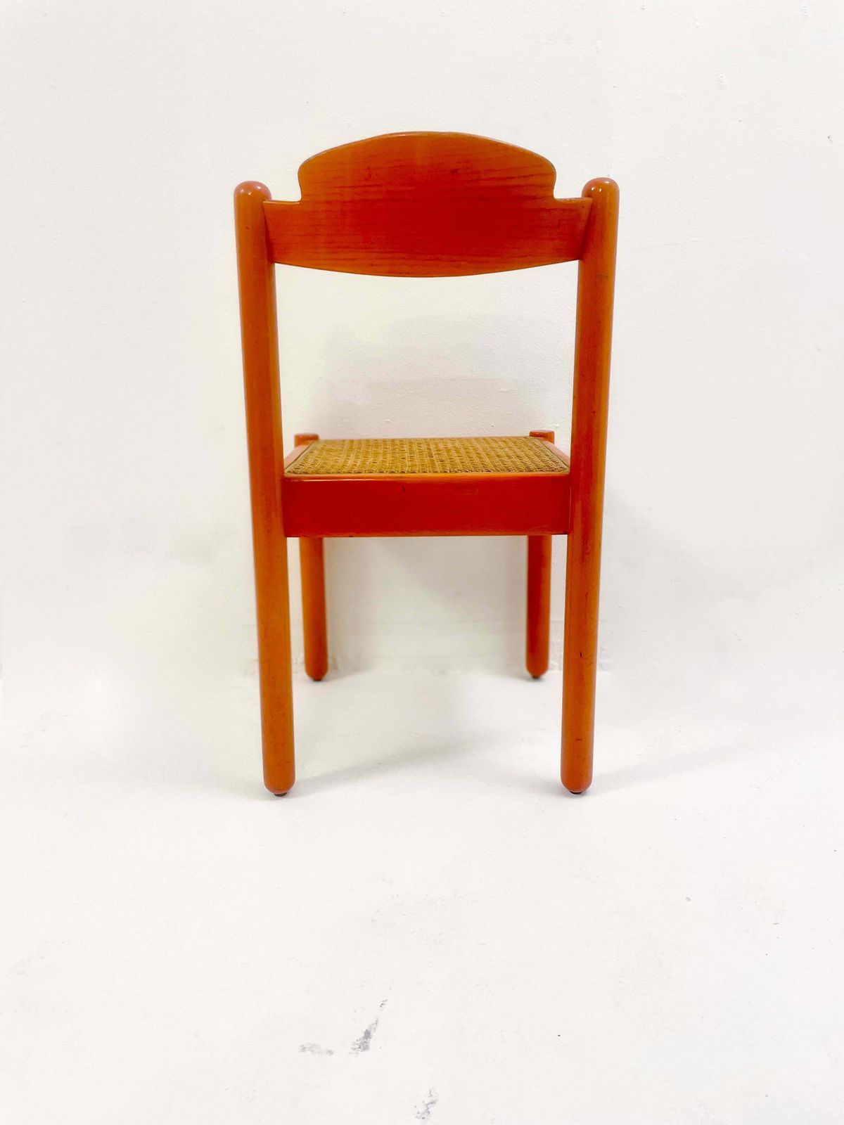 Mid Century Modern Set Of 6 Orange Chairs, Wood, Italy, 1960s photo furniture