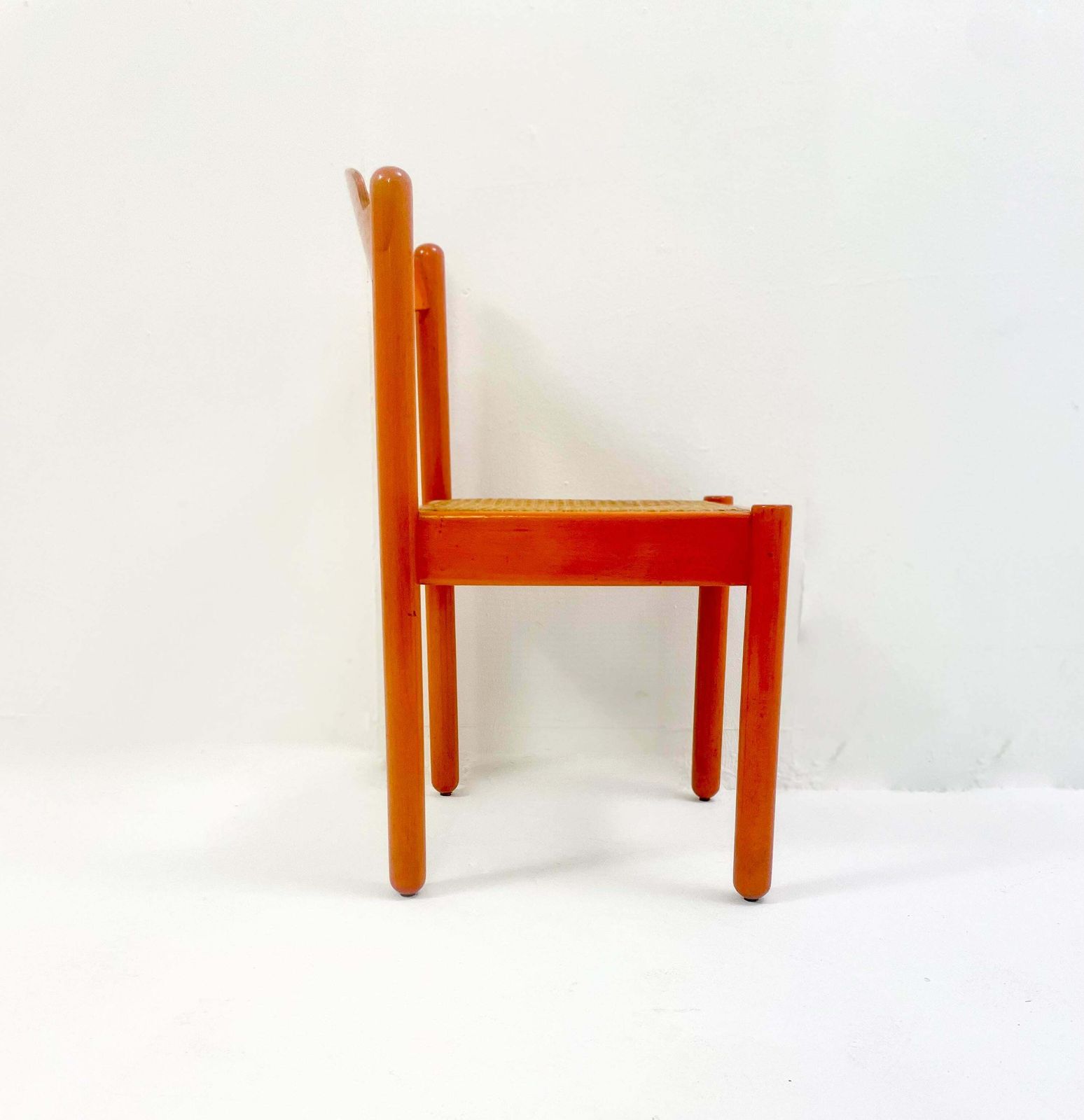 Mid Century Modern Set Of 6 Orange Chairs, Wood, Italy, 1960s photo 2654.0
