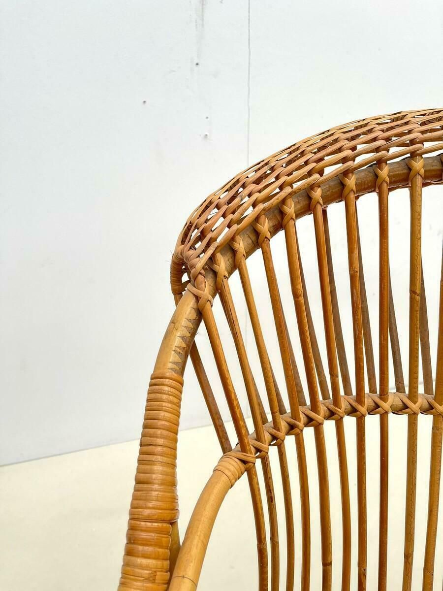 Pair Of Mid Century Modern Rattan Armchairs, Italy, 1960s photo vinterior