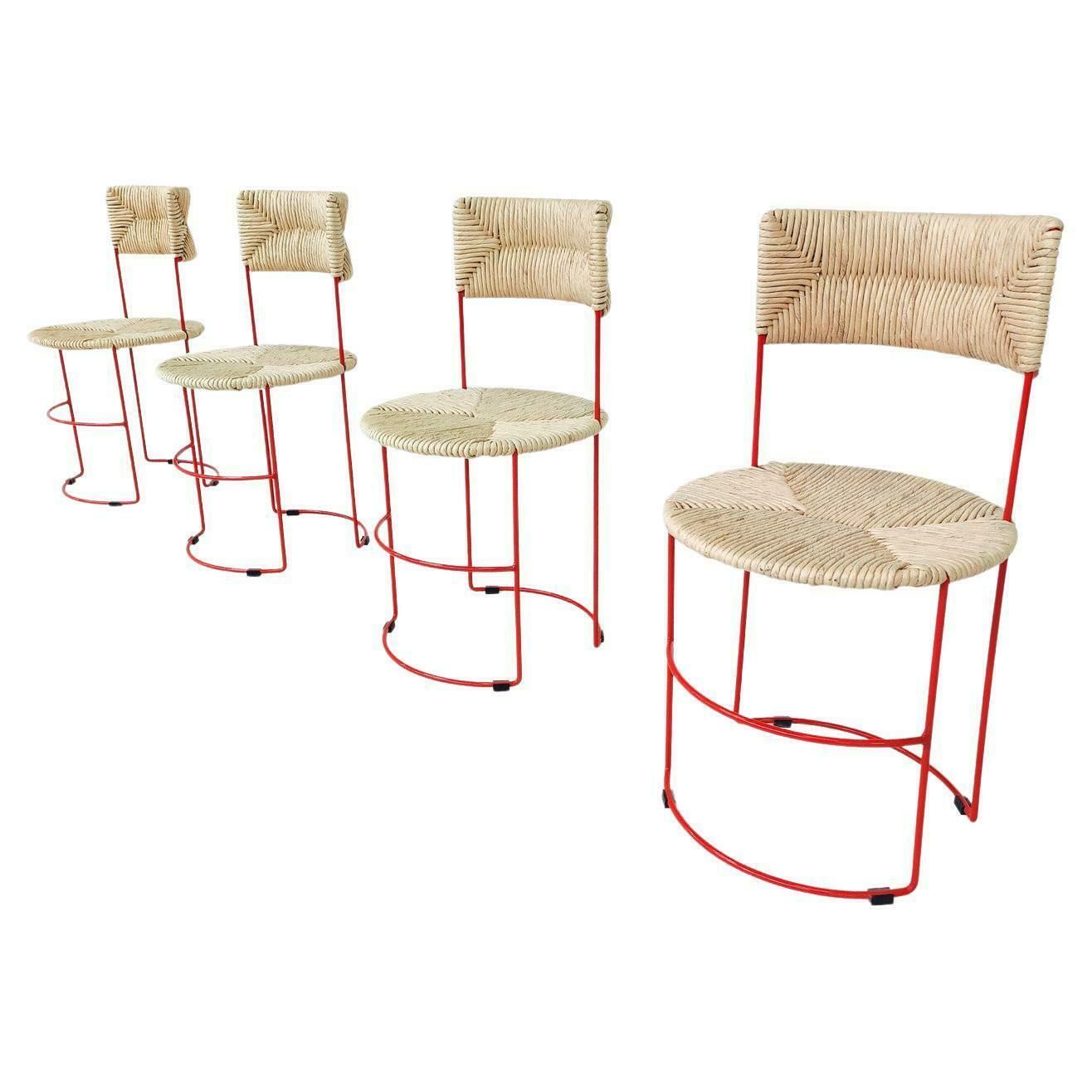 Mid Century Modern Set Of 4 Chairs By Laura De Lorenzo & Stefano Stefani