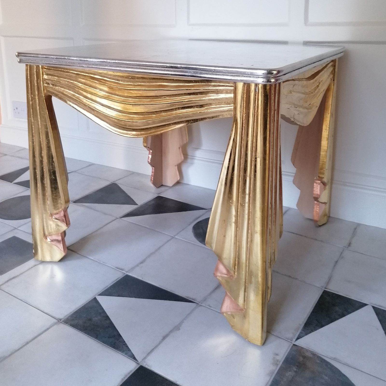 Vintage Carved Gilt Wood Swagged Table , USA C1970s photo furniture