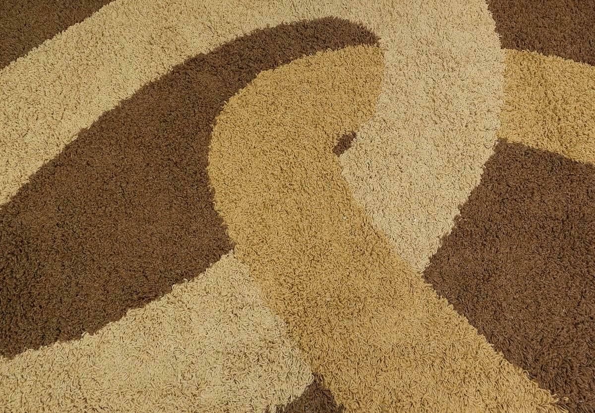 Mid Century Modern Brown And Beige Wool Rug, 1970s photo Textiles