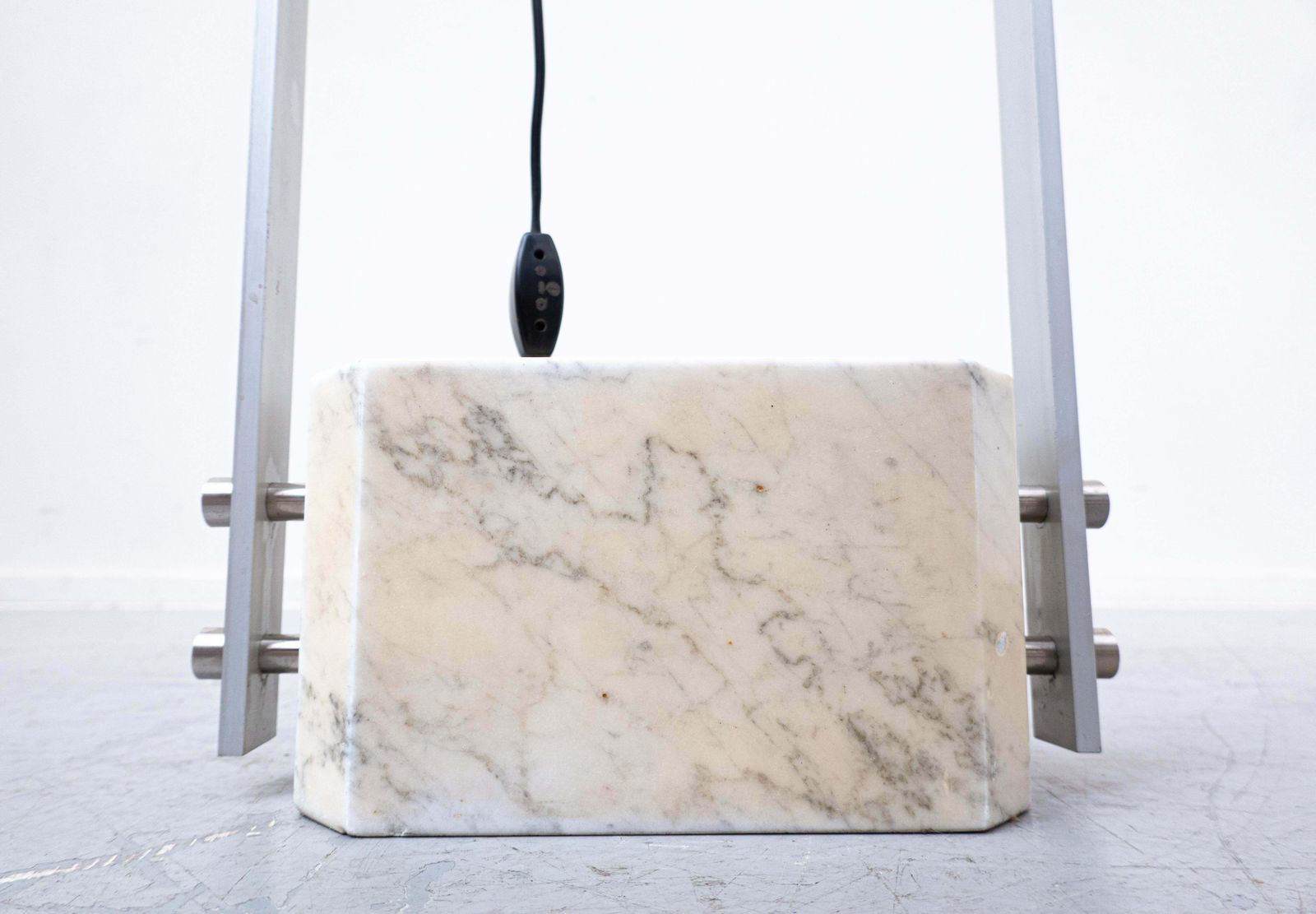 Italian Floor Lamp Travertine, Steel And Glass, 1970s photo buy