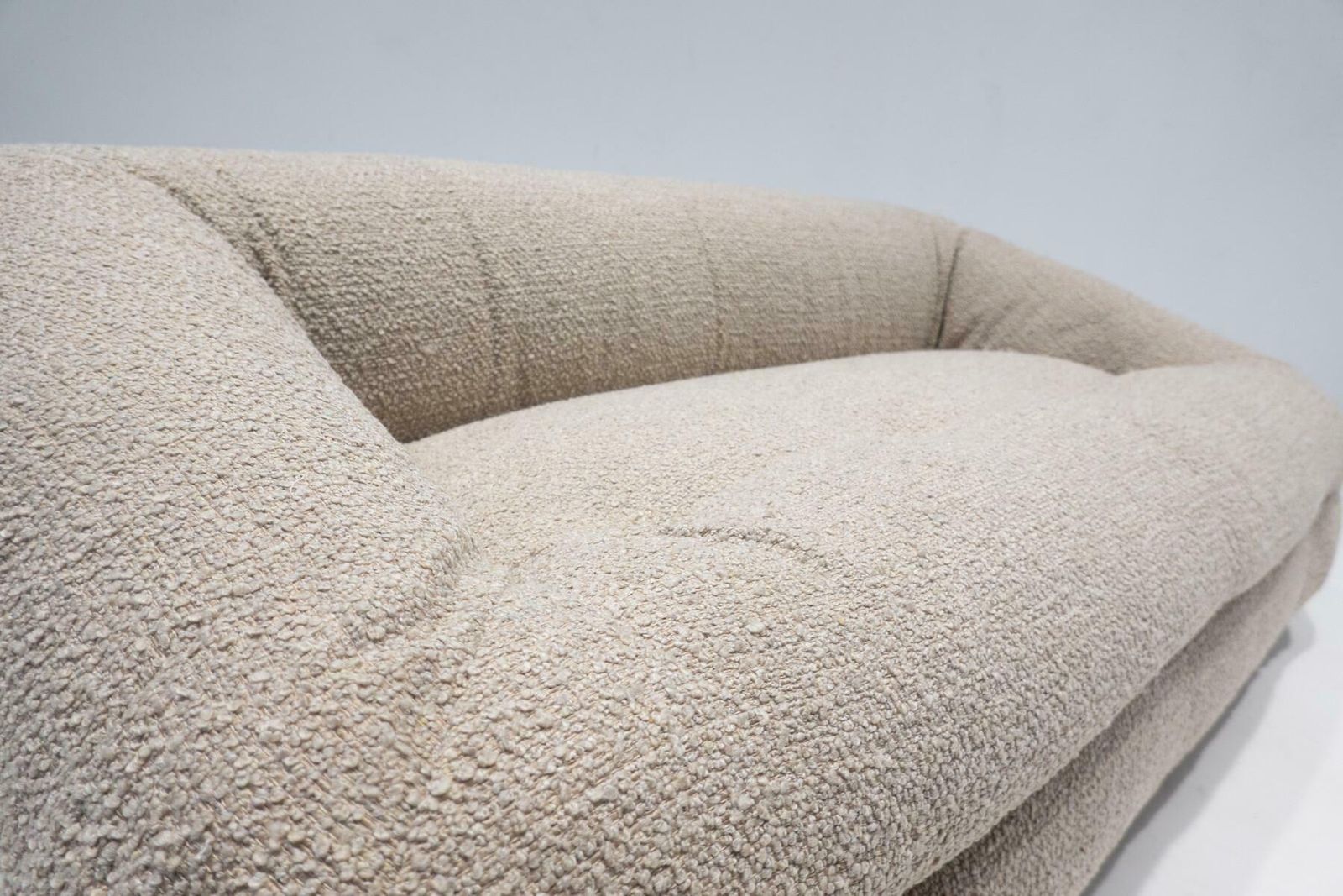 Mid Century Modern Italian Sofa, Beige Boucle Fabric, Italy, 1960s photo for sale