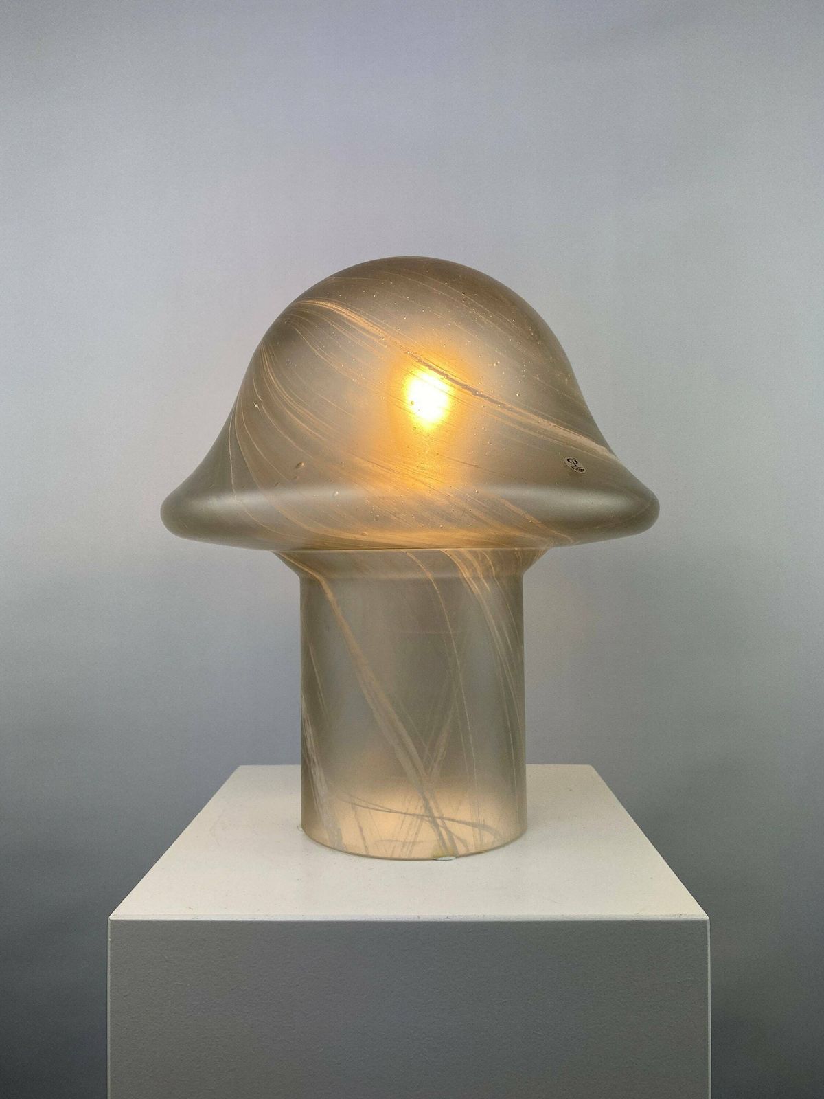 1 Of 3 Large Clear Swirl Glass Peill And Putzler Mushroom Table Lamp Xl 1970