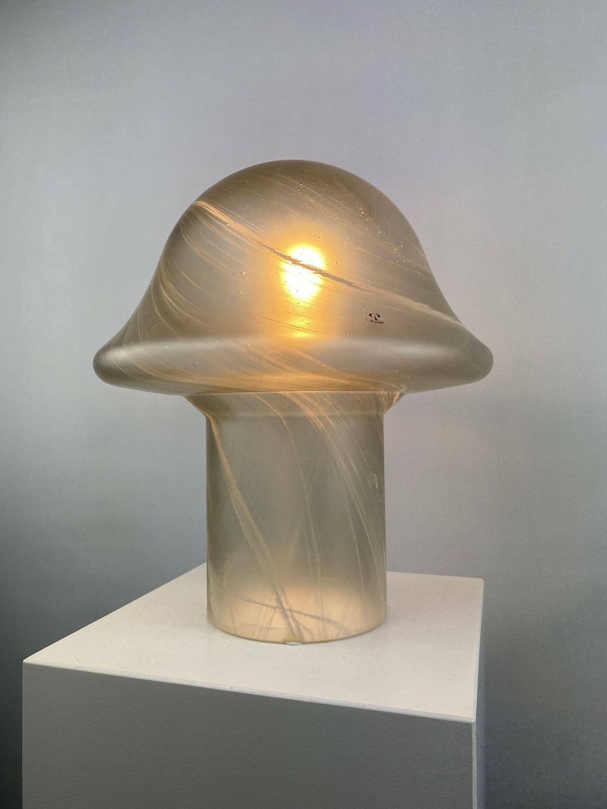 1 Van 3 Grote Heldere Swirl Glazen Paddenstoellamp Van Peill And Putzler, Xl, Jaren 1970 photo furniture