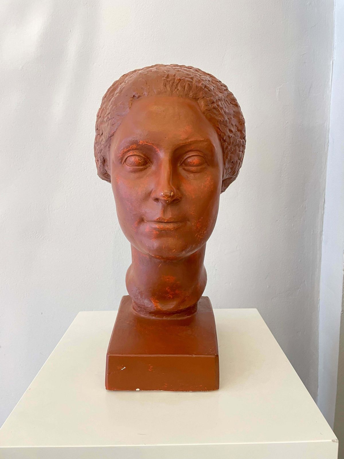 Original Plaster Bust Of A Woman With Short Hair By Claudius Linossier, 1927 photo for sale