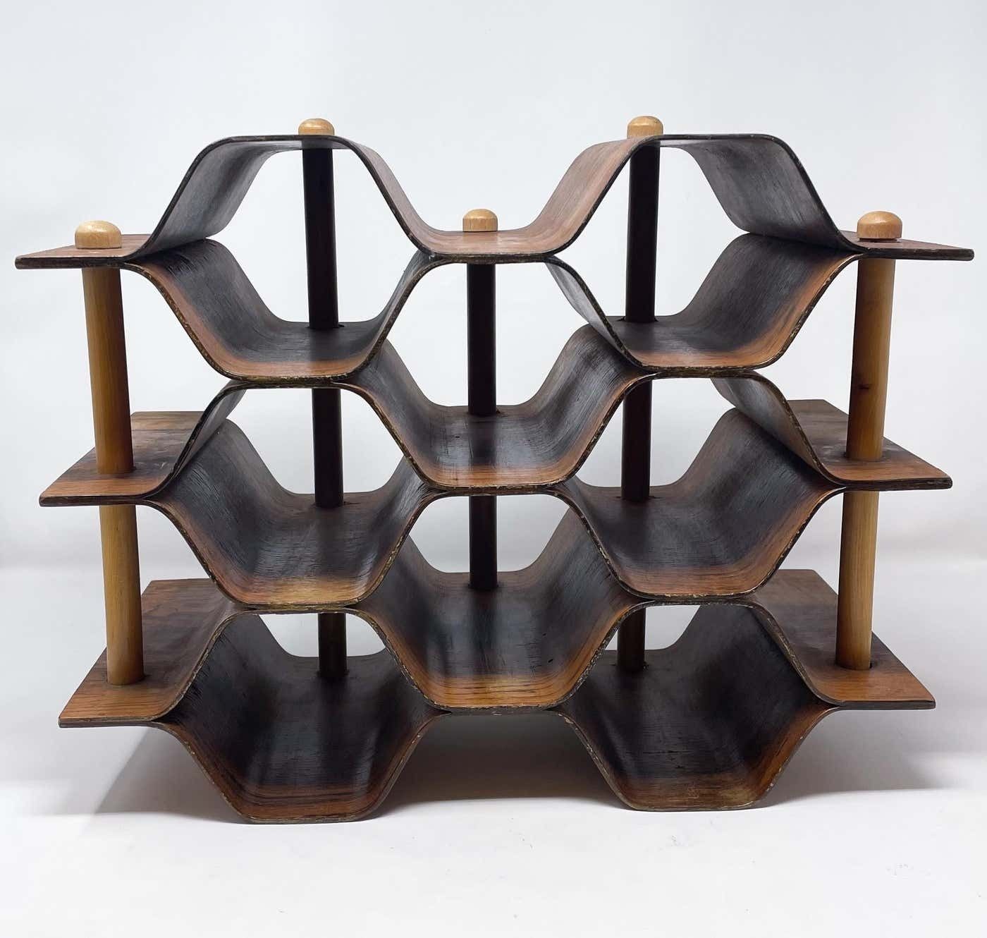 Torsten Johansson Wine Rack / Bottle Stand Produced By Ab Formträ, Sweden, 1950s photo vintage