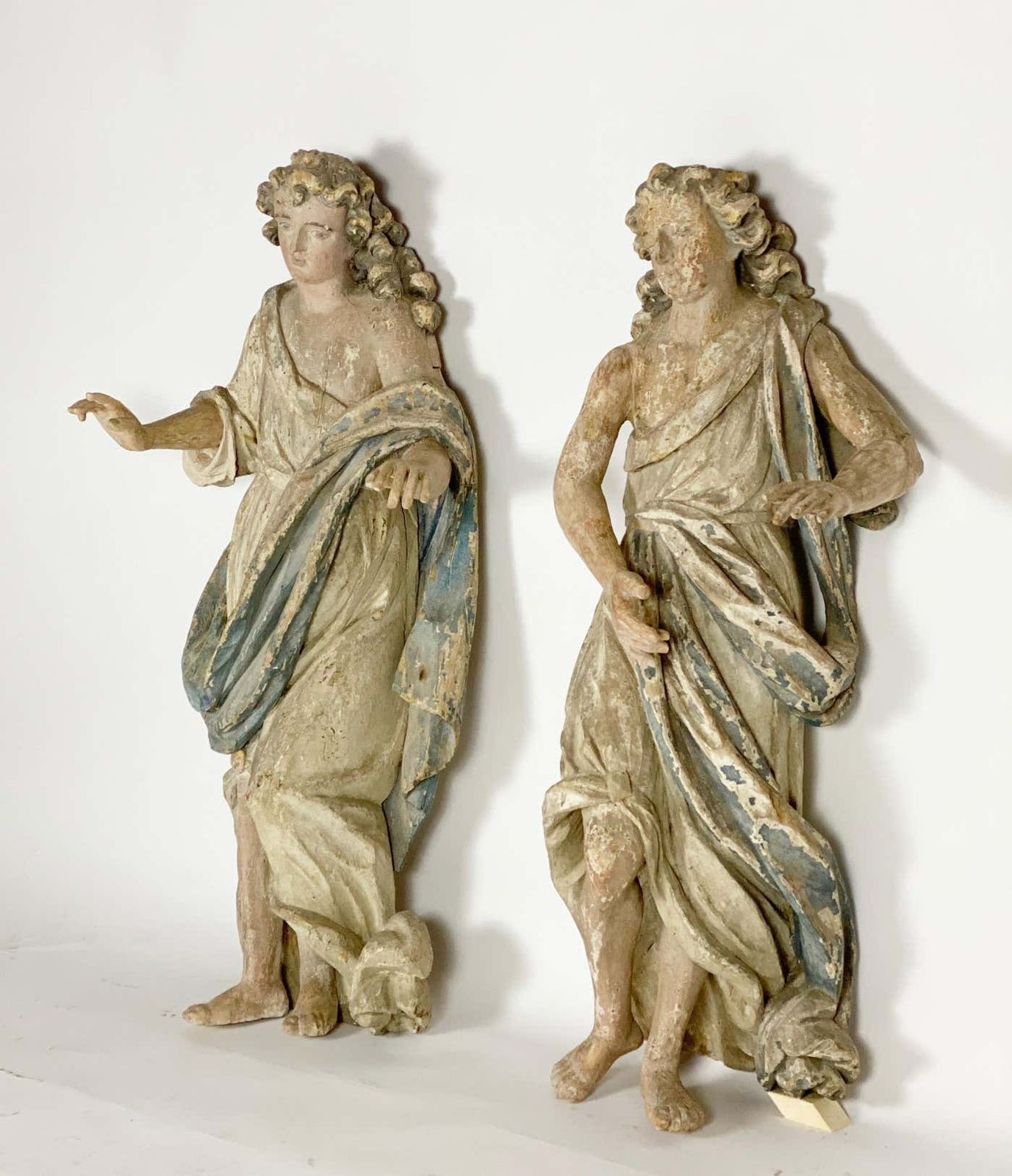 Pair Of Wood Angels Sculptures, France, 18th Century photo furniture