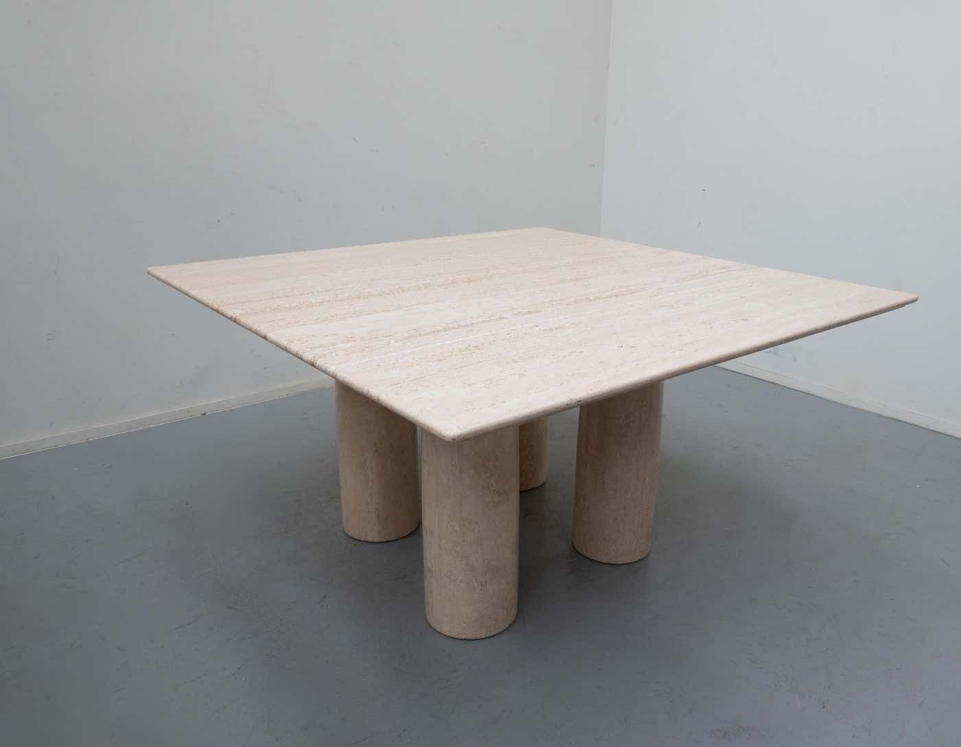 Travertine Dining Table Il Colonnato By Mario Bellini For Cassina, 1970s photo furniture