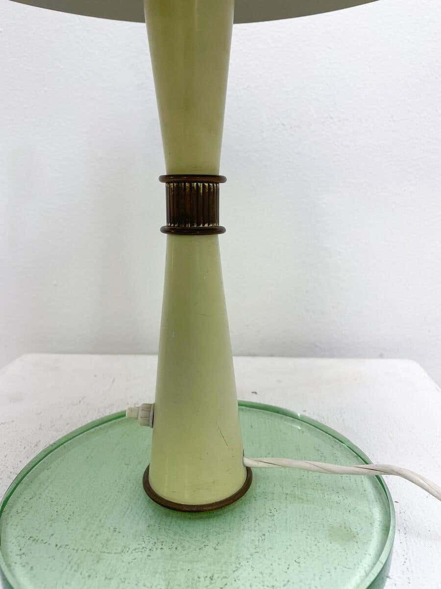 Mid Century Modern Table Lamp, Metal And Glass, Italy, 1950s photo Lighting