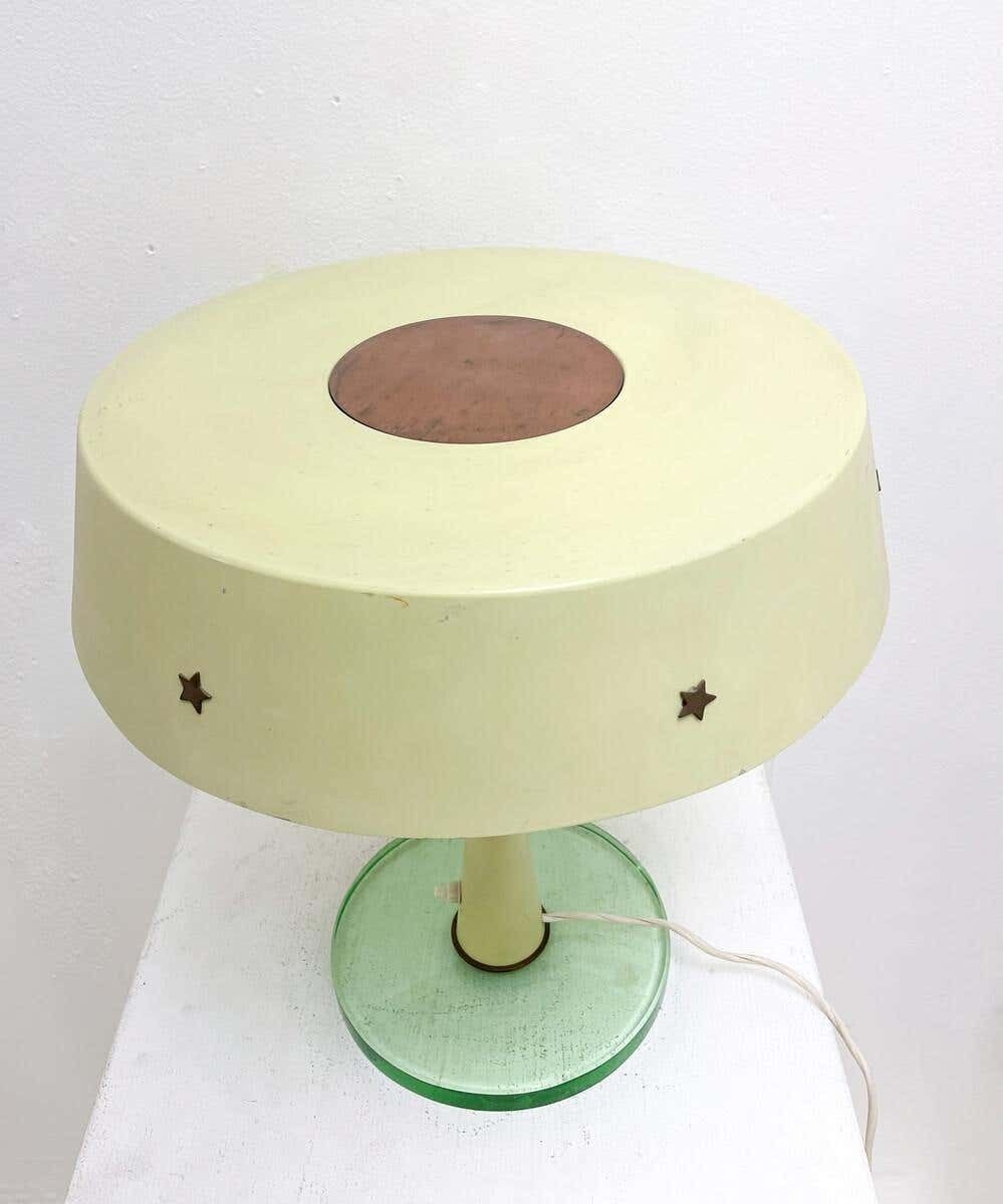 Mid Century Modern Table Lamp, Metal And Glass, Italy, 1950s photo 1008.0