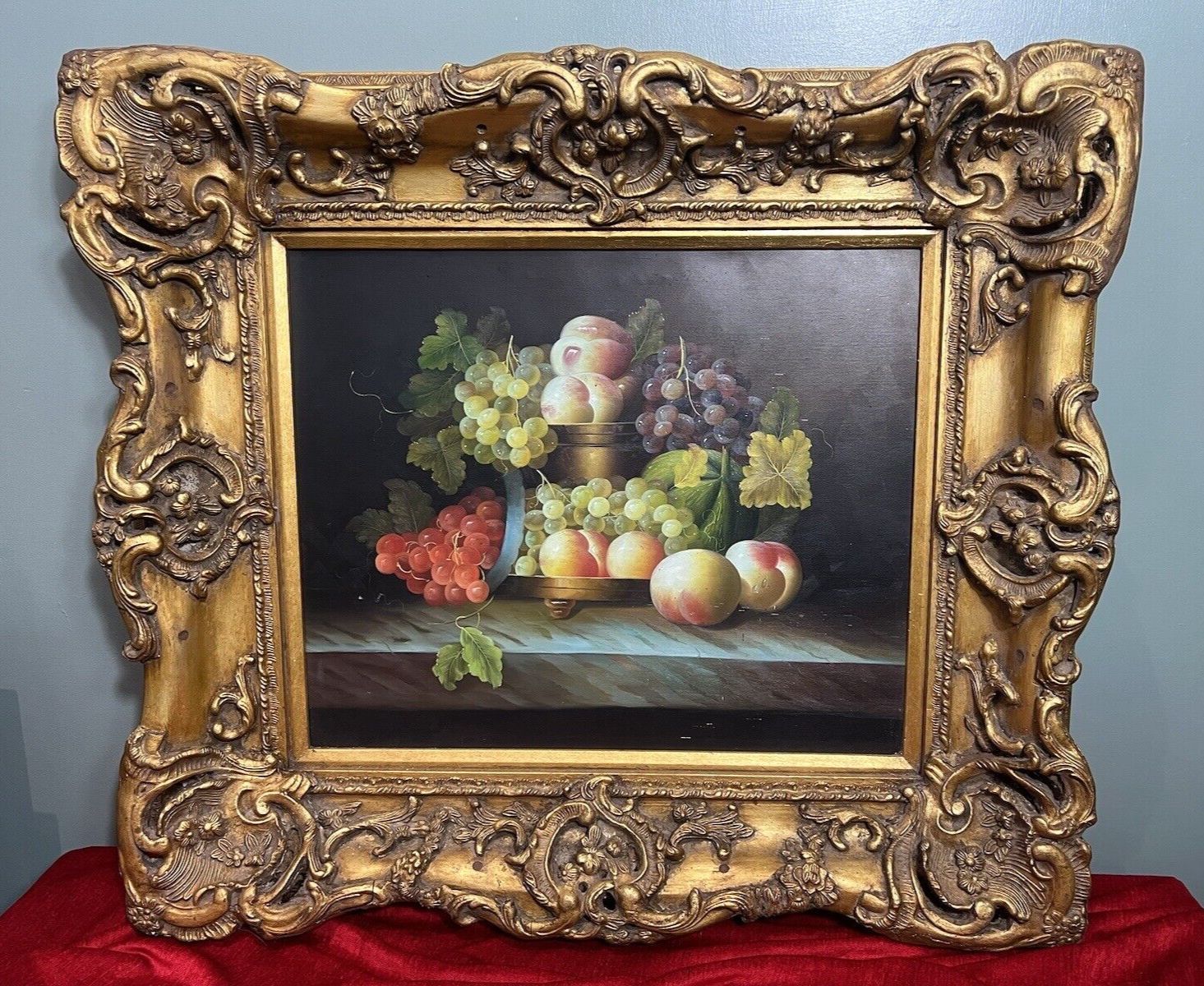 Fine Art Italianate Ripe Fruits Still Life Oil Painting After Esteban Murillo photo for sale
