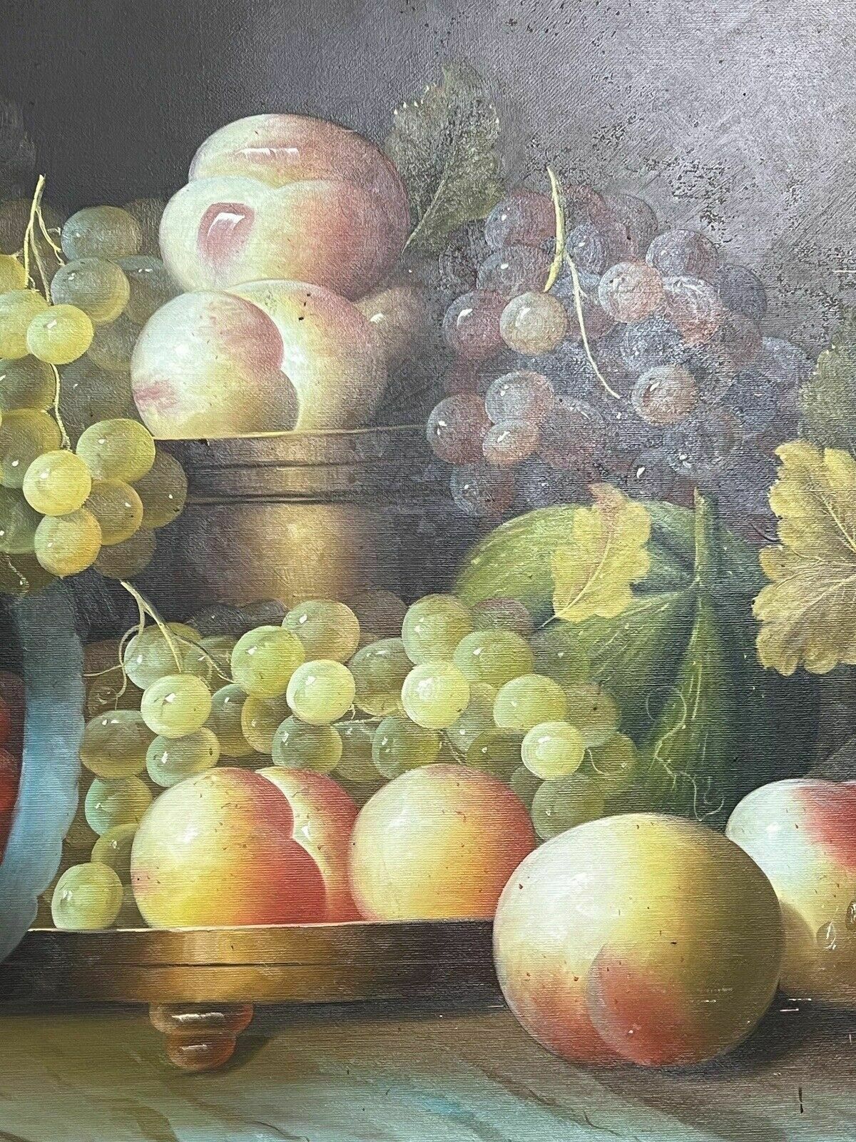 Fine Art Italianate Ripe Fruits Still Life Oil Painting After Esteban Murillo photo vintage