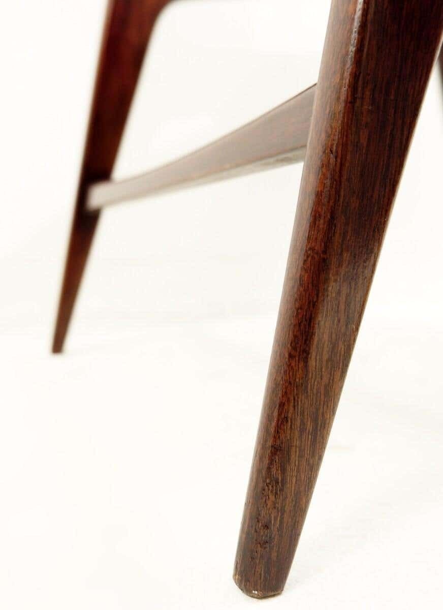 Furniture Set Of 4 Mid Century Modern Italian Chairs, Wood And White Fabric, 1960s photo