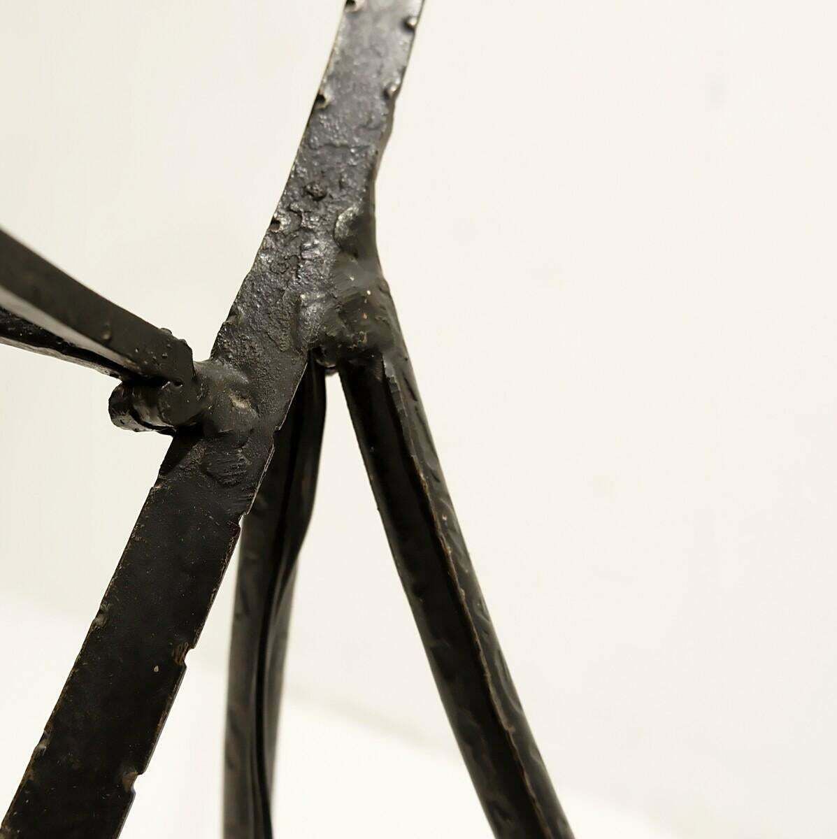 Mid Century Wrought Iron Tripod Floor Lamp With Shelf, Italy, 1960s photo furniture