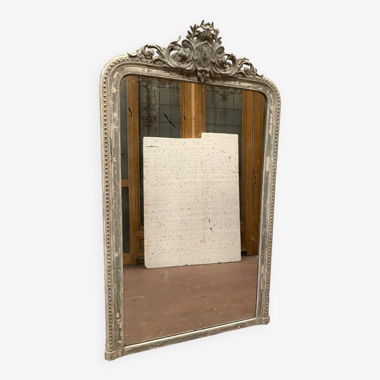 1194.75 Louis XV Style Mirror In Wood And Patinated Stucco 19th Century photo