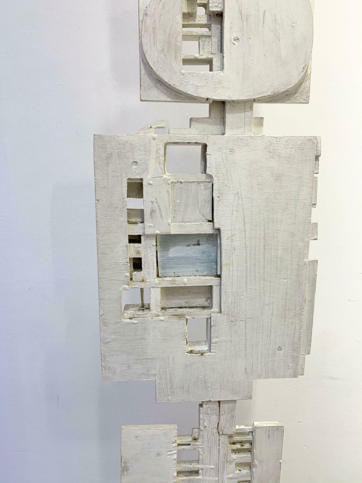 Art Mid Century White Wood Totem Sculpture By André Pailler, France 1970s photo