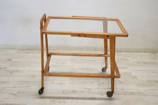 Wood And Glass Drinks Trolley Or Bar Cart, 1950s photo furniture