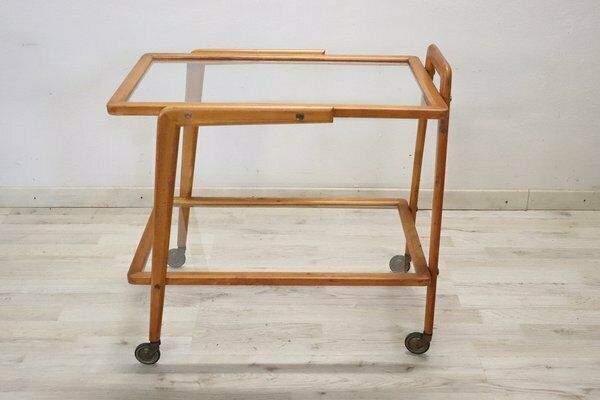 Wood And Glass Drinks Trolley Or Bar Cart, 1950s photo buy