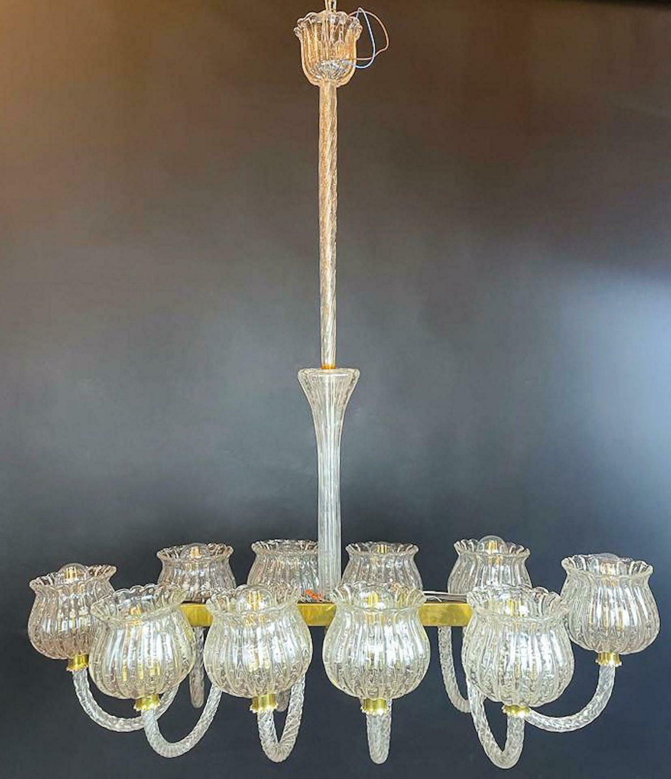 Murano Glass Chandelier, Barovier Style, Italy, 1950s photo Lighting