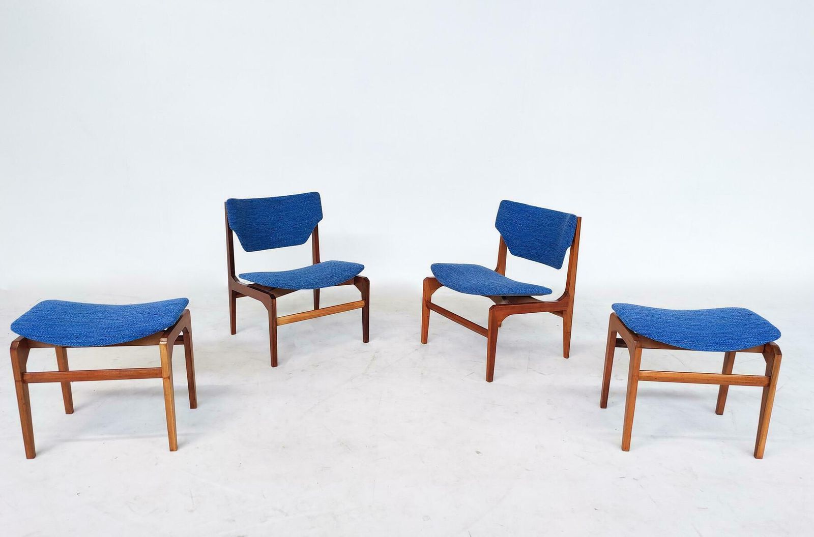 2548.0 Mid Century Modern Set Of Two Armchairs With Matching Ottoman, Italy, 1960s photo
