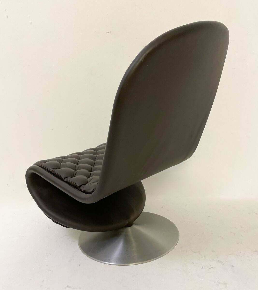 Mid Century Modern Brown Leather System 123 Chair By Verner Panton, Denmark photo for sale