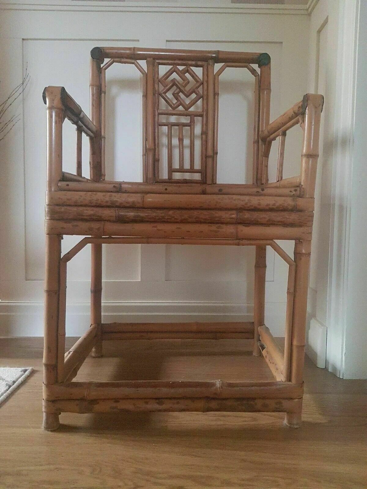 Chinese Bamboo Brighton Pavilion Style Armchair Shanxi Province Late 18thc photo for sale