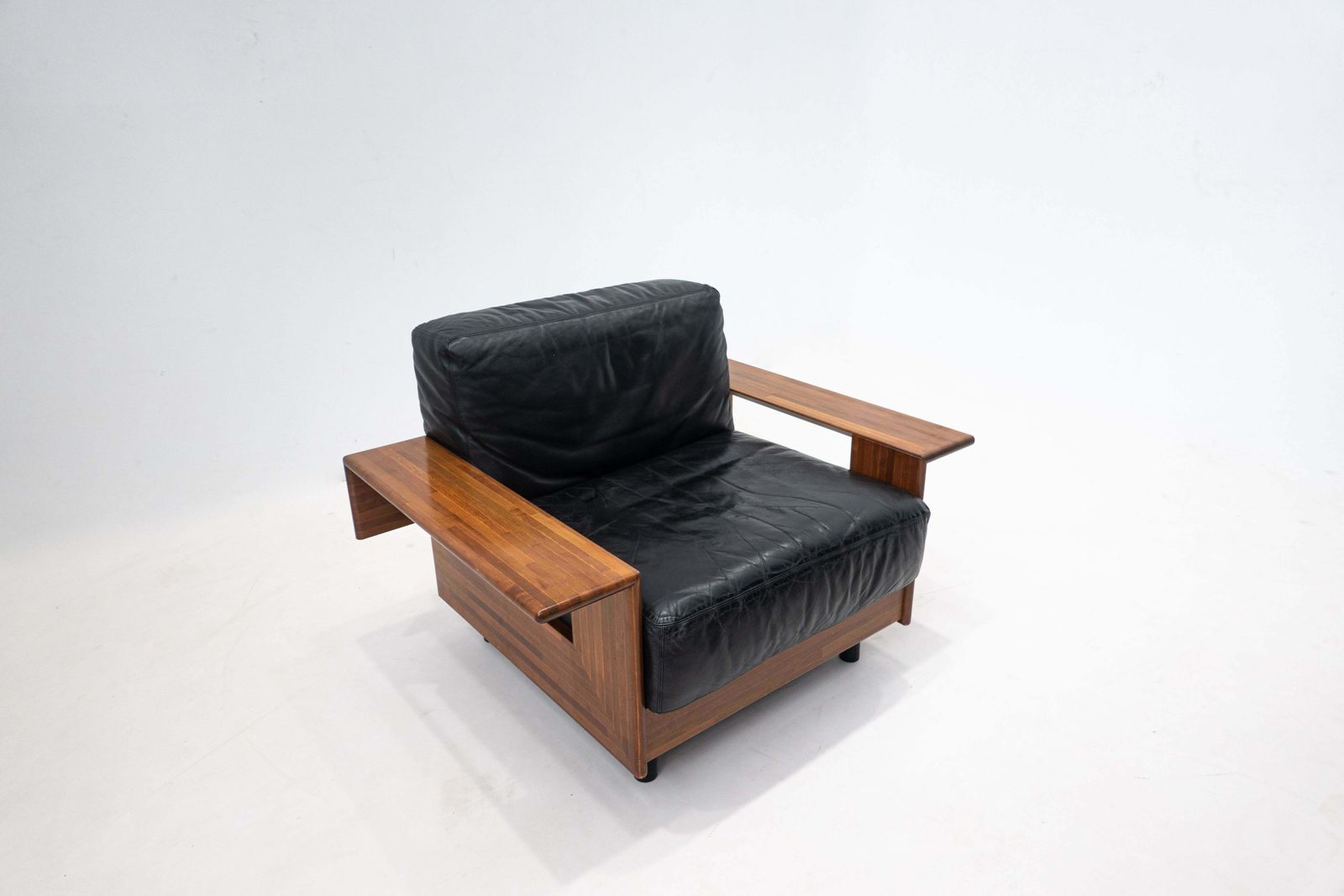 Mid Century Modern Armchair In The Style Of Tobia Scarpa, Wood And Leather photo furniture